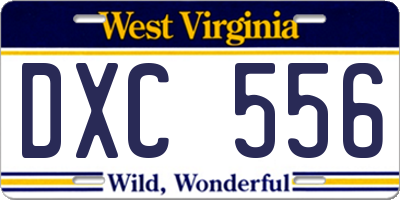 WV license plate DXC556