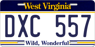 WV license plate DXC557