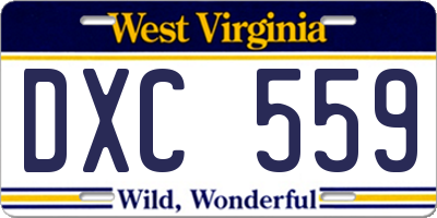 WV license plate DXC559