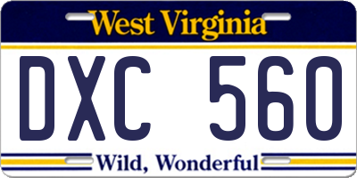 WV license plate DXC560