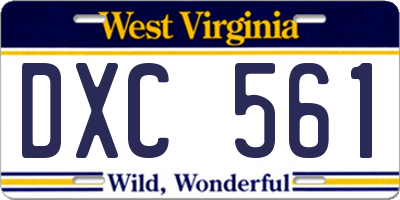 WV license plate DXC561