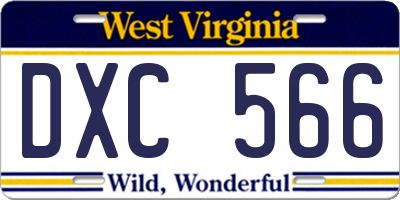 WV license plate DXC566