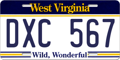 WV license plate DXC567