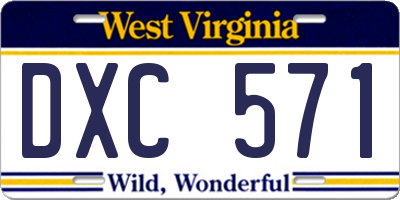 WV license plate DXC571