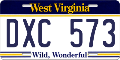 WV license plate DXC573