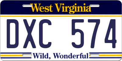 WV license plate DXC574