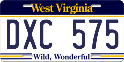 WV license plate DXC575