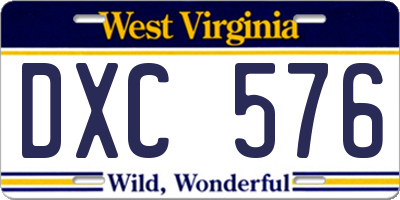 WV license plate DXC576