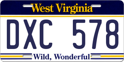 WV license plate DXC578