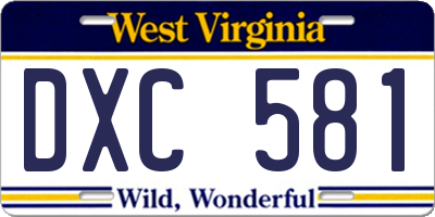 WV license plate DXC581