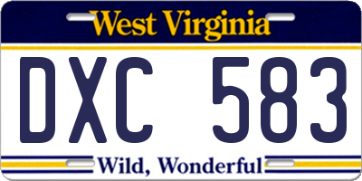 WV license plate DXC583