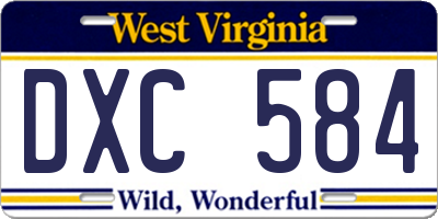 WV license plate DXC584