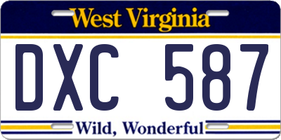 WV license plate DXC587