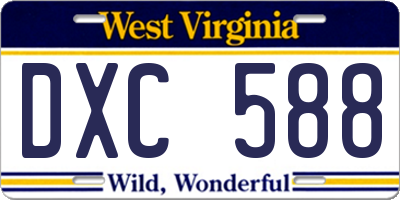 WV license plate DXC588