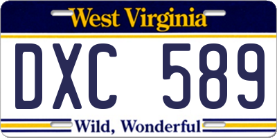WV license plate DXC589