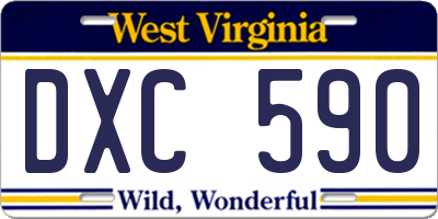 WV license plate DXC590