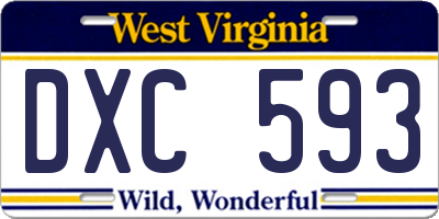 WV license plate DXC593