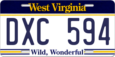 WV license plate DXC594