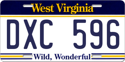 WV license plate DXC596