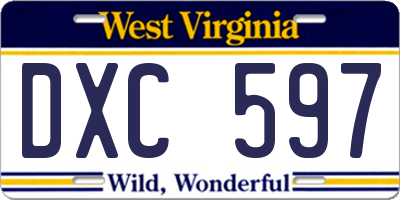 WV license plate DXC597