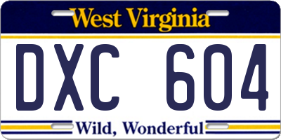 WV license plate DXC604