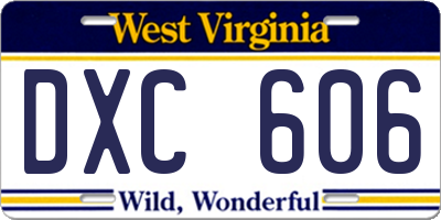 WV license plate DXC606