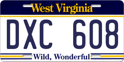 WV license plate DXC608