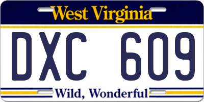 WV license plate DXC609