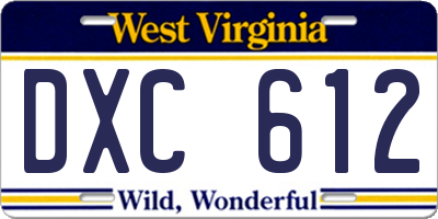 WV license plate DXC612