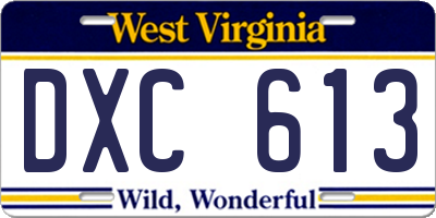 WV license plate DXC613