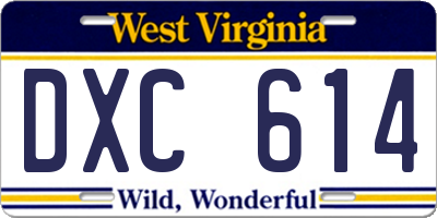 WV license plate DXC614