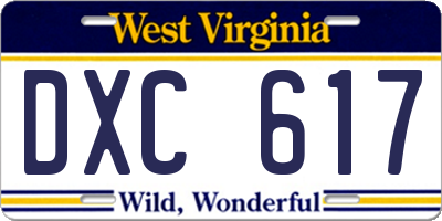 WV license plate DXC617