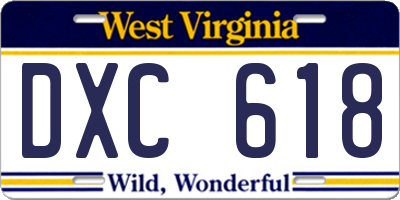 WV license plate DXC618