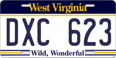 WV license plate DXC623