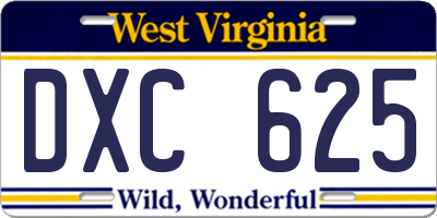 WV license plate DXC625