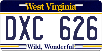 WV license plate DXC626
