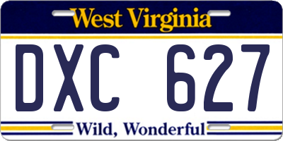 WV license plate DXC627