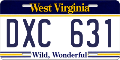 WV license plate DXC631