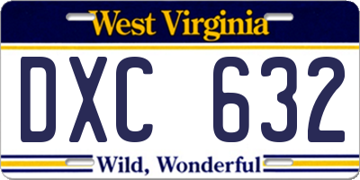 WV license plate DXC632