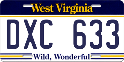 WV license plate DXC633