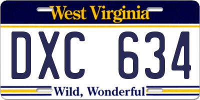 WV license plate DXC634