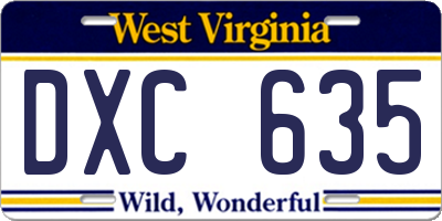 WV license plate DXC635