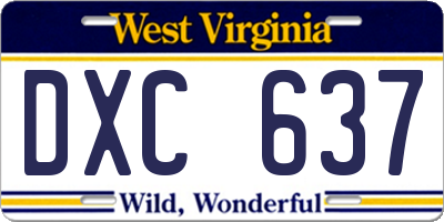 WV license plate DXC637
