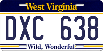 WV license plate DXC638