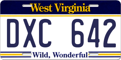 WV license plate DXC642