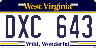 WV license plate DXC643