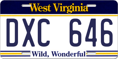WV license plate DXC646