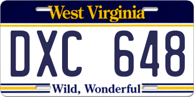 WV license plate DXC648