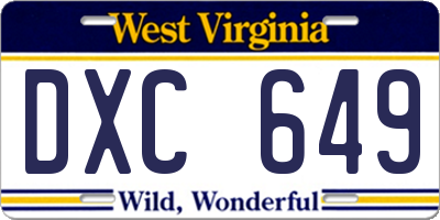 WV license plate DXC649