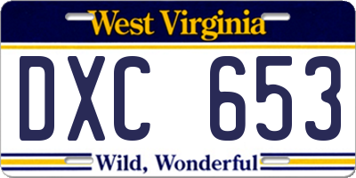 WV license plate DXC653